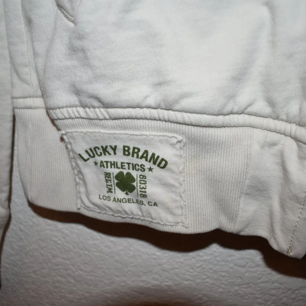 Lucky Brand White Hoodie Sweater Clover - Picture 2 of 4
